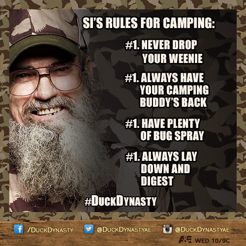 LupulJon's tweet photo. “@DuckDynastyAE: The #1 rule of camping? Always listen to your #uncleSi. #duckdynasty #thequackpackisback http://t.co/HqPdwxmEHU” #haha