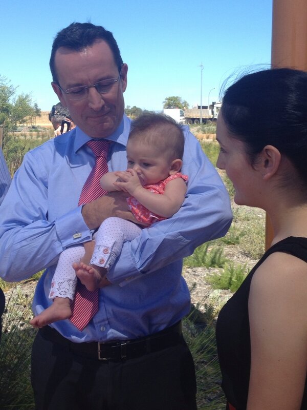 EmperorBarnett's tweet photo. You know your campaign is getting desperate when you start holding babies http://t.co/cnJ6FdonW0 #wapol #WAelection