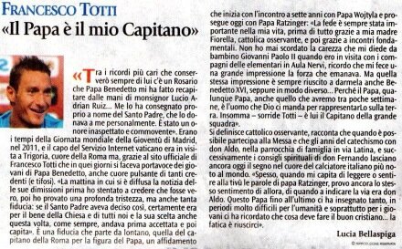jmmanres's tweet photo. Francesco Totti: "Il Papa è il Capitano della grande Squadra" http://t.co/V07LDq6Xdp