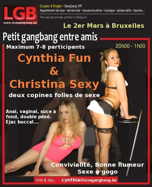 "Petit gangbang entre amis" avec Christina et Cynthia le 2 mars &agrave; Bruxelles  infos http://t.co/omHfyspeLY