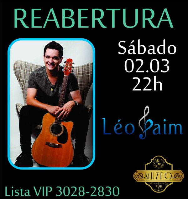 TUDO NOVO!
Reinauguramos neste sábado dia 02 de março com sertanejo de Léo Paim e banda!
Compartilhem!