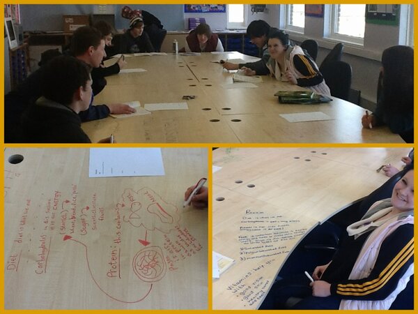 Yr10 Sport&amp;Leisure writing on tables for the 1st time; revising for their mock GCSE PE exam! #veryengaging #pegeeks