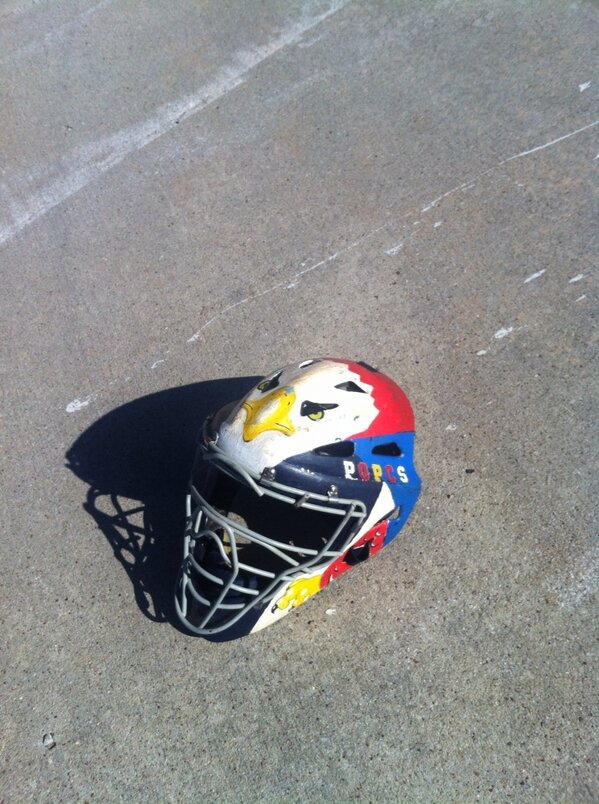 Found the catchers mask from 2006! #EagleBaseball #GoodOlDays @ChrisWright @nickporter @stevewilliams @timmeyer