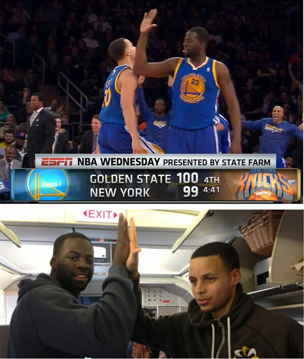 Draymond Green (@Money23Green) and Stephen Curry made up for their missed high five today (h/t @BeyondTheBuzzer)