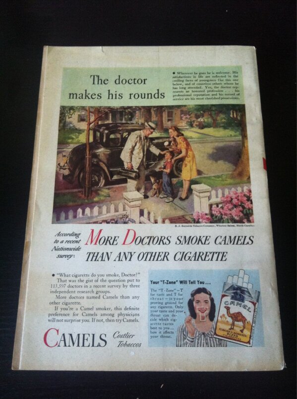paleofuture's tweet photo. "More doctors smoke Camels..." (1946) http://t.co/jL45n9jZdP