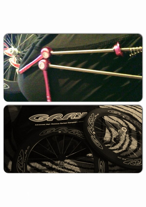 haileyaurora's tweet photo. They know me so!  Pink skewers for my new wheels. In the nick 'o time for #escapefromalcatraz #love @Synergysport http://t.co/xYNrnF7y4e