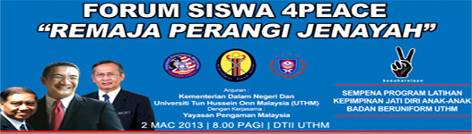 RELAbatupahat's tweet photo. 02.03.13 FORUM #SISWA4PEACE TEMPAT:DEWAN TUNKU IBRAHIM ISMAIL UTHM @HishammuddinH2O @KP_RELA @zeekay15 @zainijamari http://t.co/P5joFJYN4G