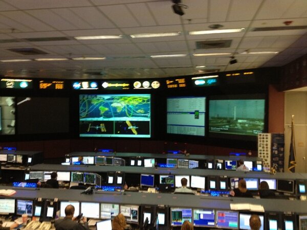 HoustonGC's tweet image. The scene in the ISS control room this morning as preparations continue for the SpaceX launch at 9:10 am CST today.