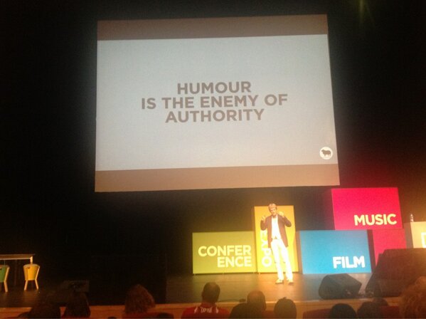 OgilvyCT's tweet photo. Humour is the enemy of authority (Hence its power) - Sir John Hegarty #designindaba2013 http://t.co/CqonUyofyn