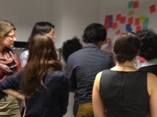 OptimalExp2's tweet image. Sydney Global Service Design jammers just couldn't resist using good ol' post-its to make sense of the theme #gsj2013