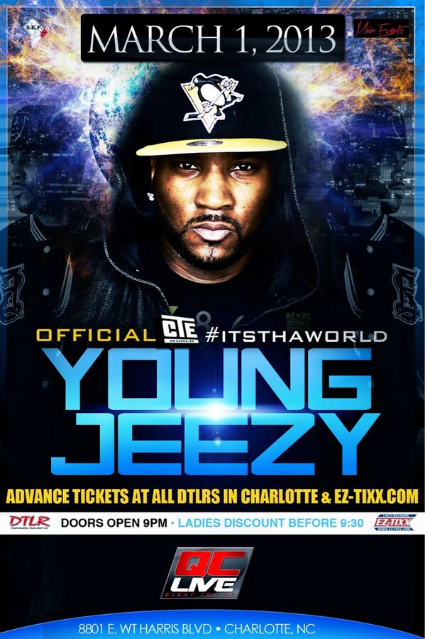 Southeastprod's tweet photo. YOUNG JEEZY AND CTE WORLD HOSTS #ItsThaWorld takeover Charlotte CIAA WEEKEND MAR 1st @ QC Live http://t.co/823FebwuxD