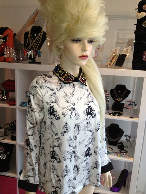 Brand new stock in Harry's World... Harry's Favourite is this beautiful jewelled neck horse patten shirt! £45 x
