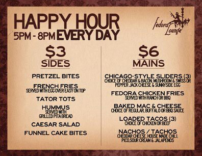 fedorachicago's tweet photo. TGIF! Come to Fedora for #happyhour! Special App menu till 8pm! @redeyechicago  @MetromixCHI @SpecialsAgent http://t.co/1BHBmbFtFx
