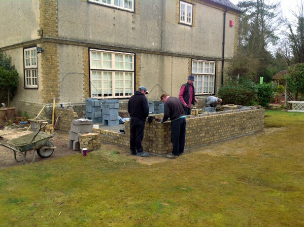 BeaucroftConst's tweet image. And here are part of the Beaucroft Team with the start of the reclaimed brickwork feature.