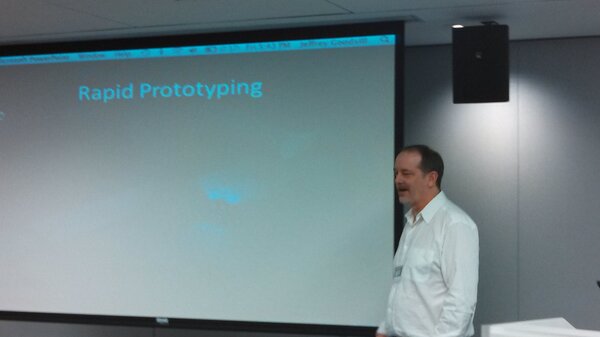 mass_digi's tweet photo. Talking rapid prototyping on @RobotRising with Jeff Goodsill from @StompGames! #DiGIChallenge http://t.co/3BgiIIWEH7