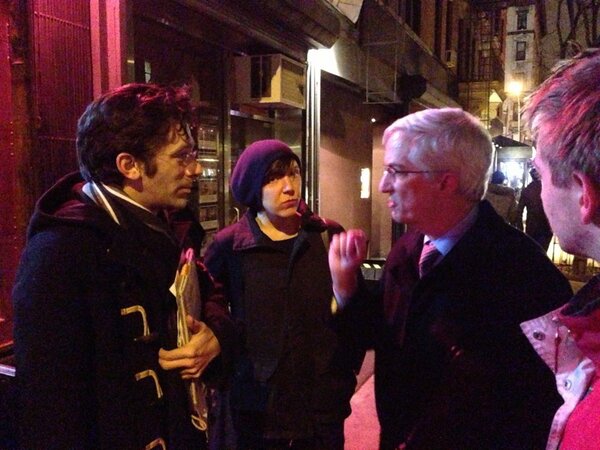FishBarNYC's tweet photo. Culture. We haz it. RT @FreeCooperUnion Cooper trustee Tom Driscoll discussing CU outside @FishBarNYC with students http://t.co/h1jKExCzUP