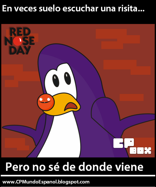 CPMundoEspanol's tweet photo. Red Nose Day. #RedNose #ClubPenguin #ComicRelief http://t.co/Nnrid00oez
