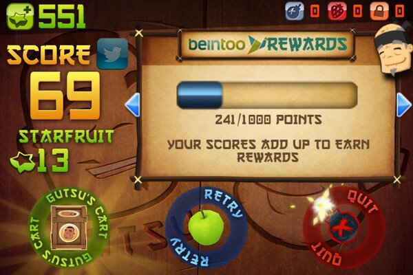 I just sliced 69 fruit in Classic Mode on Fruit Ninja for iPhone! bit.ly/NVOMI2