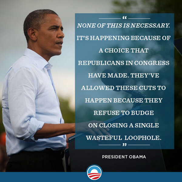 BarackObama's tweet image. RT if you agree: It's wrong to cut vital services instead of closing tax loopholes for millionaires. #JobsNotCuts,