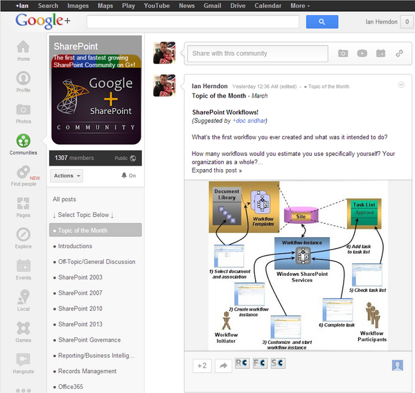 SPonGooglePlus's tweet image. If you&apos;re a #Microsoft #SharePoint fan check out Google&apos;s first G+ #Community for SharePoint!! bit.ly/SharePointOnGo…