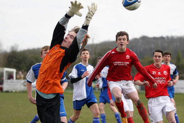TSC_Snappy's tweet photo. The Roffey keeper tips the ball away during the match with #ArundelFC today. http://t.co/RdlBNfPgLN
