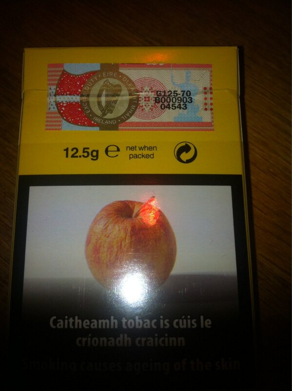 RPS_Graphics's tweet photo. @Quit_For_Life Irish cig packs with pics of negative effects of smoking. Errr...fruit??? Come on!
#jamesreilly http://t.co/l2H2sfnnSd