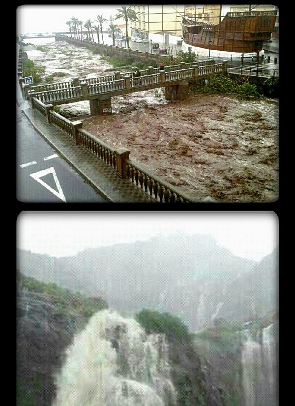 Arkaitzup's tweet photo. #TemporalCanarias 21:14h: Las últimas imágenes que nos llegan desde #La_Palma son con Barrancos de agua muy potentes. http://t.co/VCTXYVQlD4