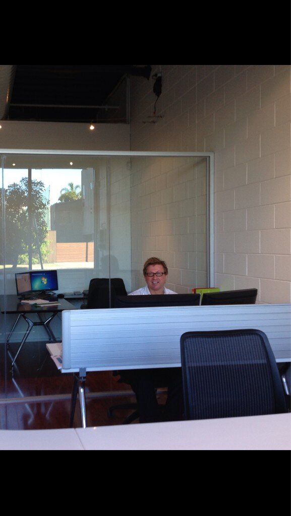 rutherfordst's tweet photo. Henk has settled into his new desk, located at our Port Melbourne branch #Insurance #portmelboffice http://t.co/jVFjAHz703