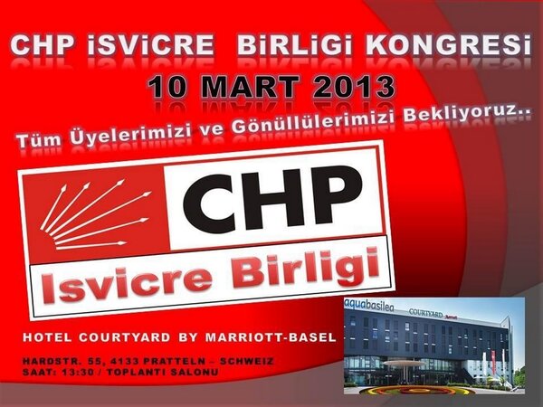 Chpisvicre's tweet photo. 10 Mart 2013 Pazar günü yapilacak Kongremize bütün halkimiz davetlidir. http://t.co/By8ymA4ftG
