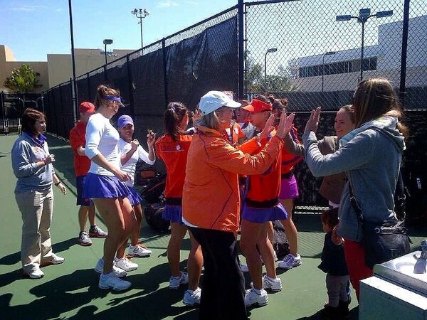 Had fun today with the tigers. Sad they lost but they had the best spirits on court today #clemsontennis