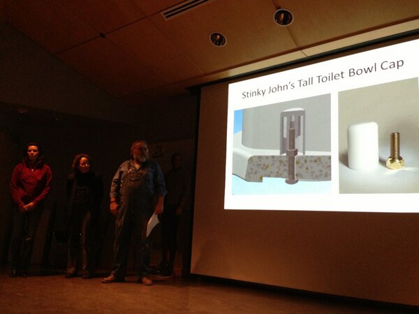 KinetekMedia's tweet photo. RT @swspokane: Time for @StinkyJohns Longer toilet bolt caps! #StartupWeekend #Spokane #SpoSW http://t.co/i0ihV0QXZH