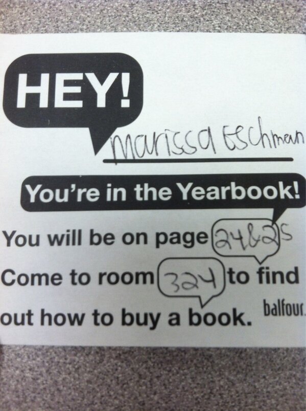 Hey @MarissaEschman you're in the yearbook! Go to room 324 or smart-pay.com to order yours today!