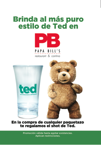 Universal_Video's tweet photo. @PapaBillsDF y Ted te están esperando. En la compra de un paquetazo te regalan el   shot de Ted. http://t.co/1RECoh7x3V