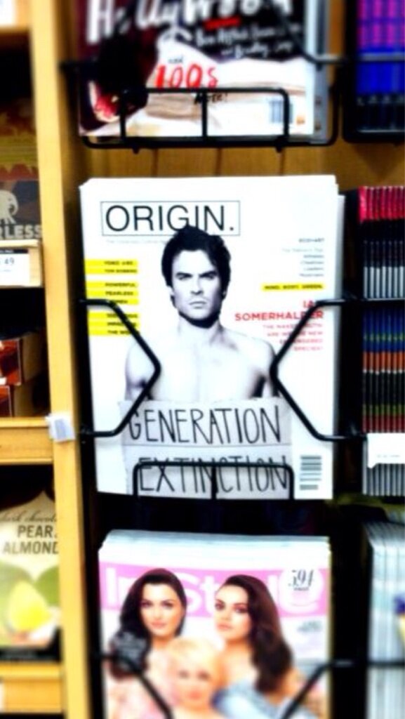 JDAW2590's tweet photo. "@iansomerhalder: @originmagazine cover is out!.Its on recycled paper. http://t.co/gxqHuvW1AS" @thegreatlea  buy me this!