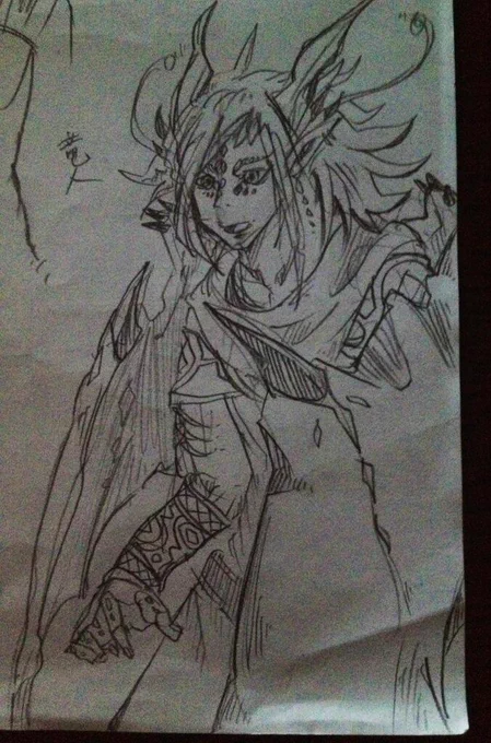 今日テストの余り時間にできた創作の竜人。 