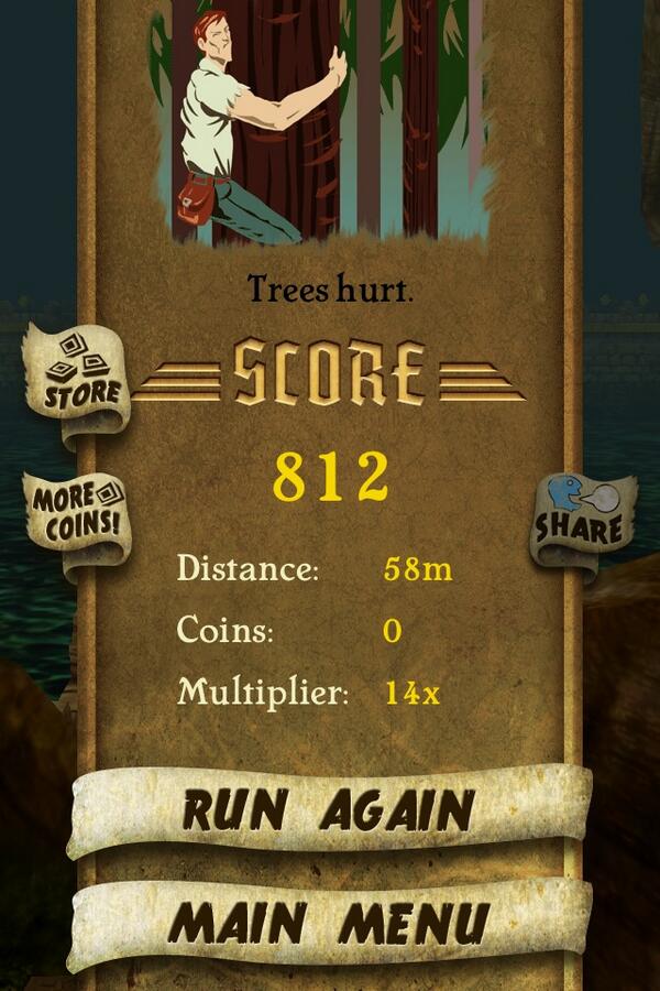 CiaranCms73's tweet photo. I got 812 points while escaping from demon monkeys. Beat that! http://t.co/nVhsFMtQji #TempleRunfn http://t.co/voSTv1uR79