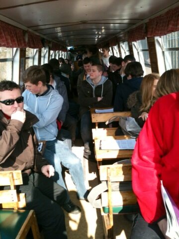 ThisIsWrexham's tweet photo. @BSFC students crossing the @pontcysyllte aqueduct aboard @canaltrip with Peter Jones! http://t.co/goxfcqPqyo