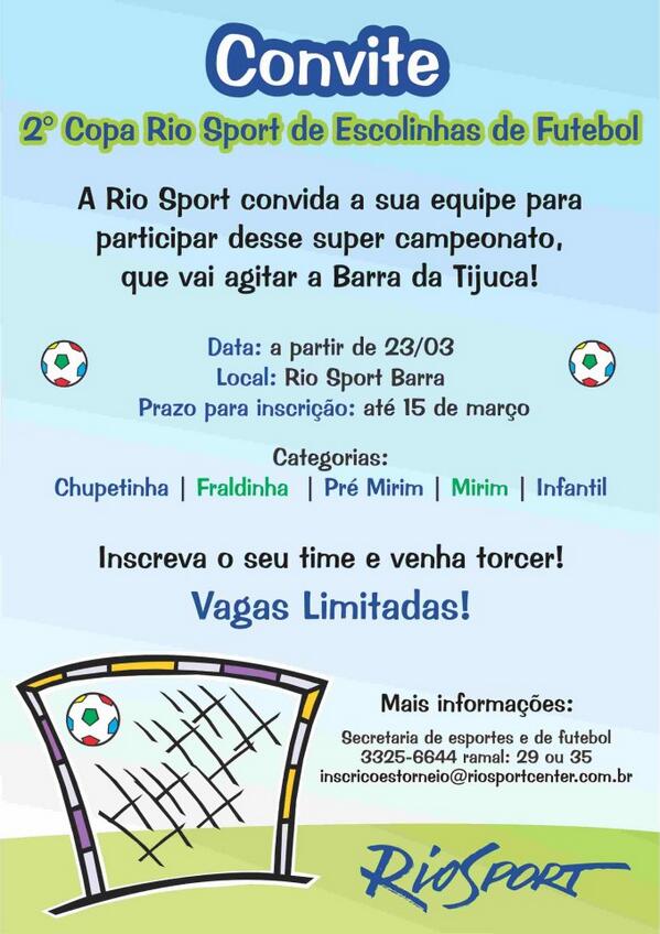 riosport's tweet photo. Vem aí a 2ª Copa Rio Sport de Escolinhas de Futebol! http://t.co/WAHGuaBp6E