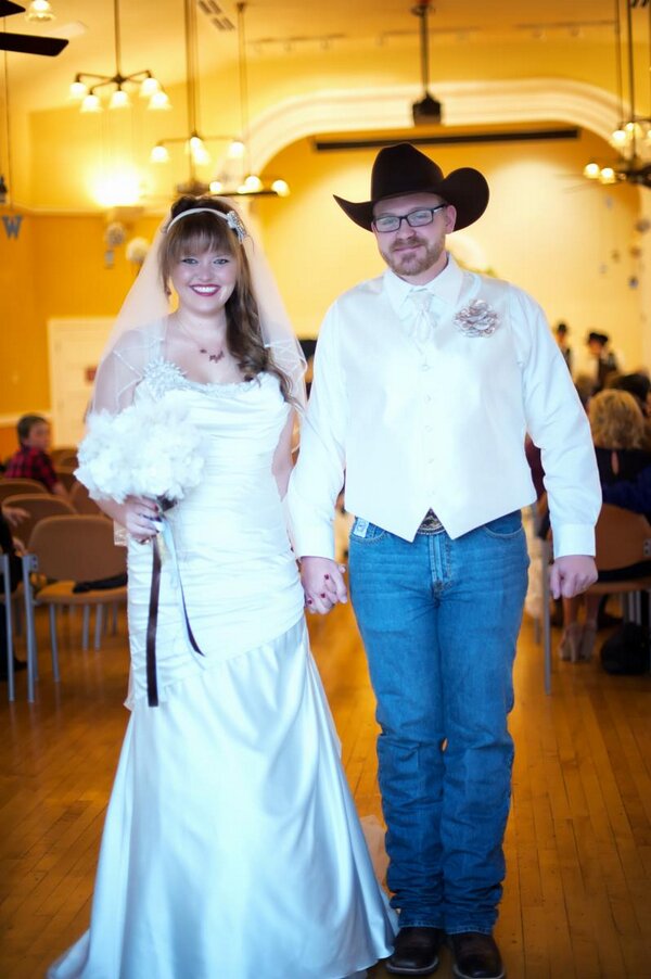 Adorable couple! Make YOUR wedding historic! Weyrich Wedding 1.26.13. #wedding #dtphx #cowboys