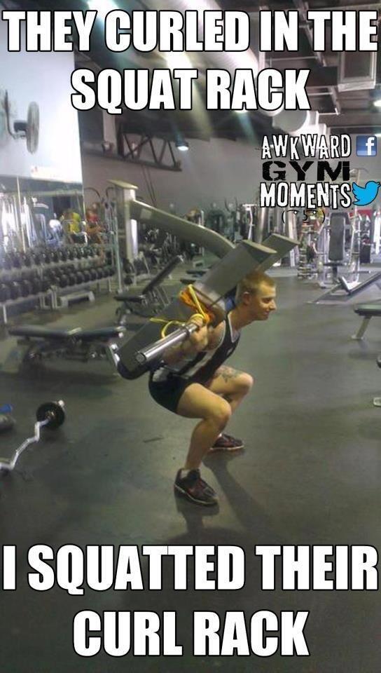 Squatting in the curl rack shop
