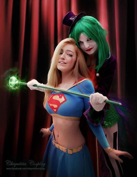 SCGofficial's tweet photo. Cosplayers: Chiquitita cosplay &amp; AlienQueen Characters: Supergirl &amp; Burlesque Joker From: ... http://t.co/J9BBl2KXl7 http://t.co/5NBEkiyXeF