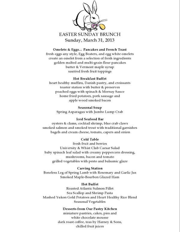 Don't forget to make your Easter Brunch Reservation before your desired time slot is booked! Seating from 11-2