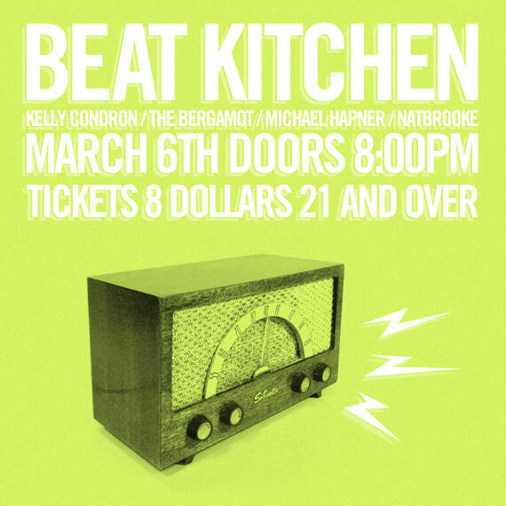 thinknatbrooke's tweet photo. Tonight! #beatkitchen #kellycondron #michaelhapner #thebergamot #natbrooke #chicagomusic http://t.co/0buR7jiAbr