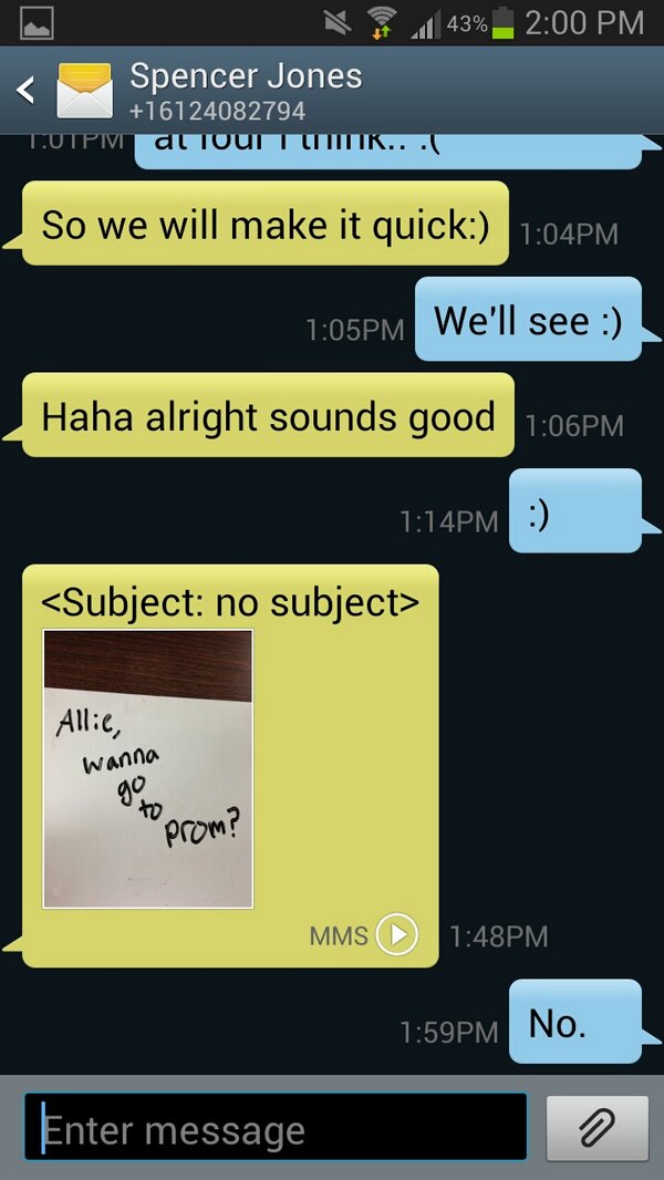 AlliePaoli's tweet image. So guys, I'm looking for a new prom date.. #PromFail @sjonrs