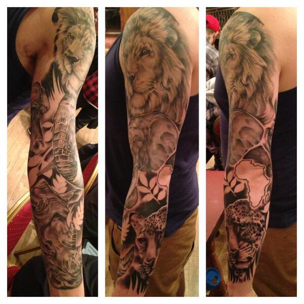 stuart on X: "#tattoo #sleeve #wildlife #lion #elephant #leopard #rhino #buffalo #africa #bigfive http://t.co/F9qvCHJZ5v" / X