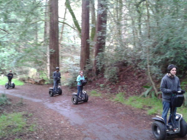 RedAnkle's tweet image. Riding offroad segways through Oakland and redwood trails!