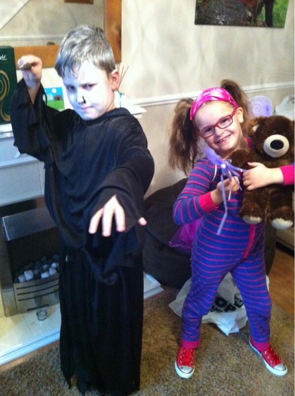 Ky_Lees's tweet photo. #worldbookday Lord Voldemort and Selena the Sleepover Fairy http://t.co/vkrTEejq6l
