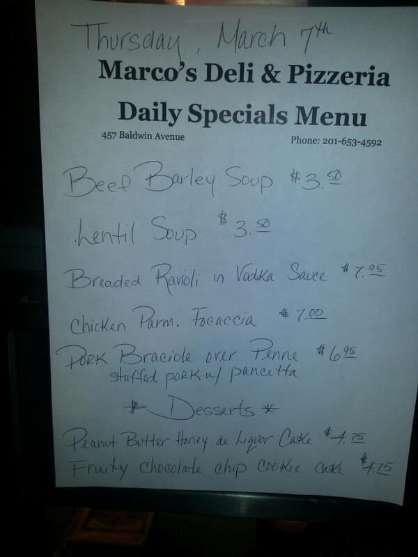 MarcosItalian's tweet image. Today's specials. 03/07/13
