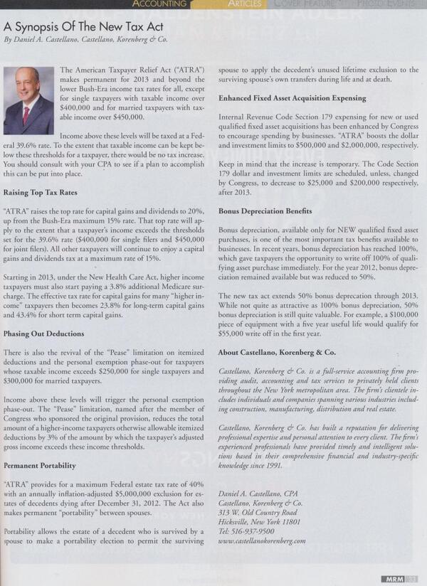 C_KandCo's tweet photo. Mann Report Management included Daniel Castellano's "A Synopsis of the New Tax Act" in its February publication. http://t.co/7EkeKJyeKK