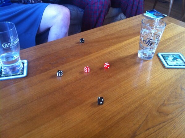 jpyaks3's tweet photo. Third farkle = first beer run for @VTKWILL with @adamsisson http://t.co/wnusffEDpN
